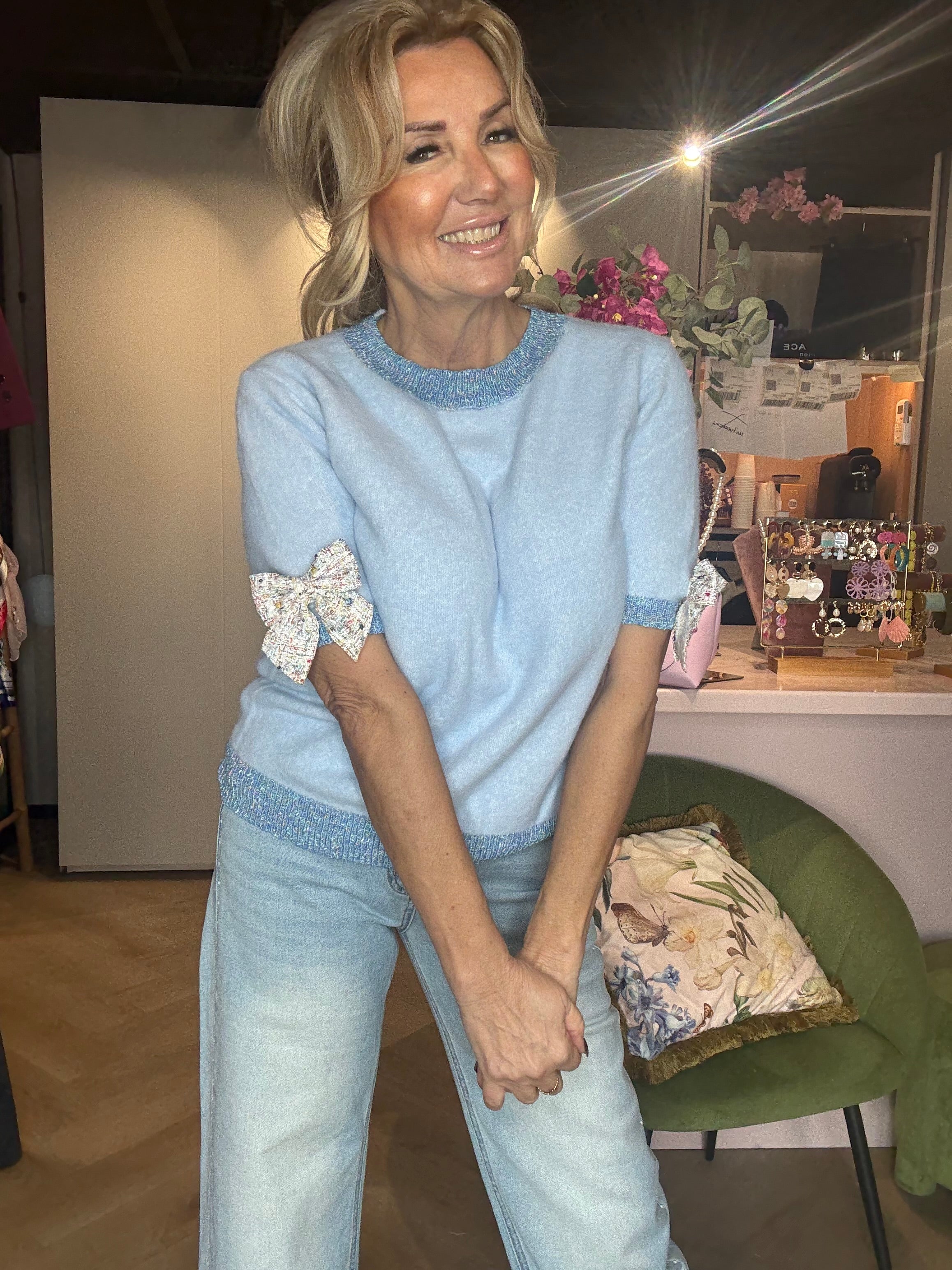 Pull Nœud Bleu clair